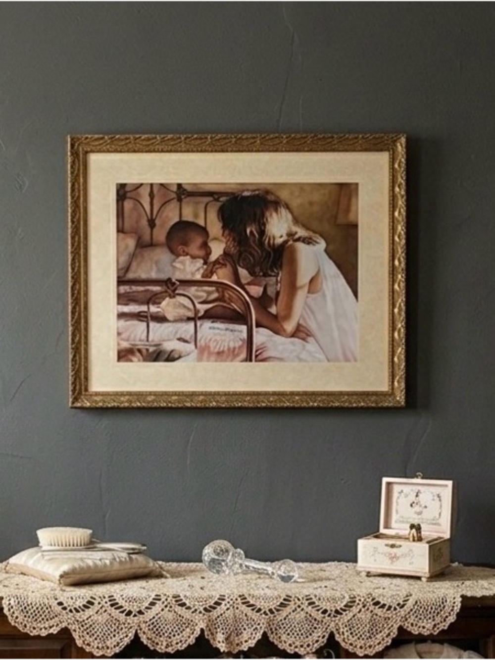 🌸 Vintage Steve Hanks - Limited Edition “Mother and Child Bond” Gold Framed Art